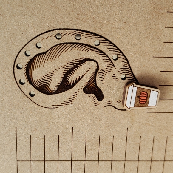 🎃☕ Pumpkin spice latte laser cut wood stud earrings - Picture 2 of 6